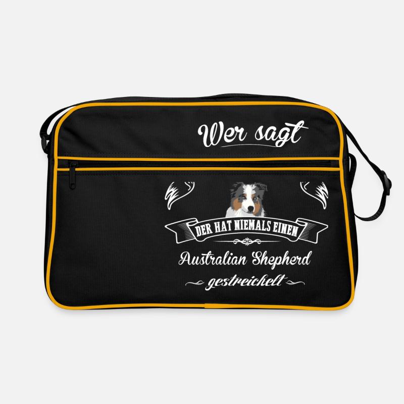 Australian Shepherd Glück - Retro Tasche - Schwarz/Gold