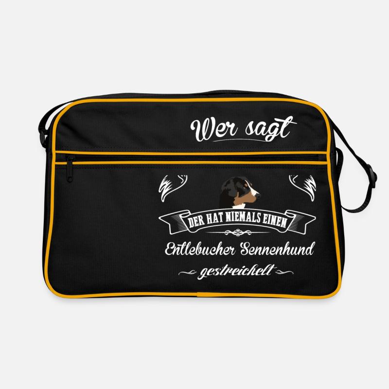 Entlebucher Sennenhund Glück - Retro Tasche - Schwarz/Gold