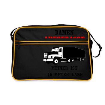 Damen, aufgepasst! Meiner ist 16 Meter lang! - Retro Tasche - Schwarz/Gold - Vorne