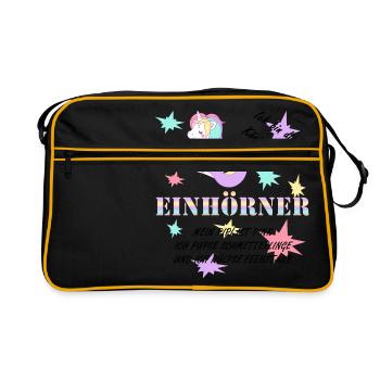 Die Königin der Einhörner! - Retro Tasche - Schwarz/Gold - Vorne