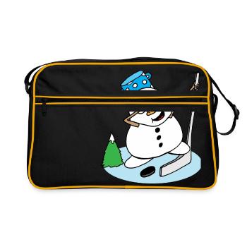 Bonhomme de neige en tamponnant avec un bâton de hockey - Sac Retro - noir/or - Devant