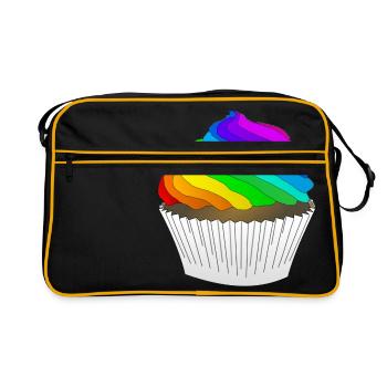 regenbogen sonne wolken wetter rainbow sun cloud76 - Retro Tasche - Schwarz/Gold - Vorne