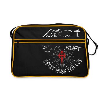 Der jakobsweg ruft Santiago Pilger Jakob - Retro Tasche - Schwarz/Gold - Vorne