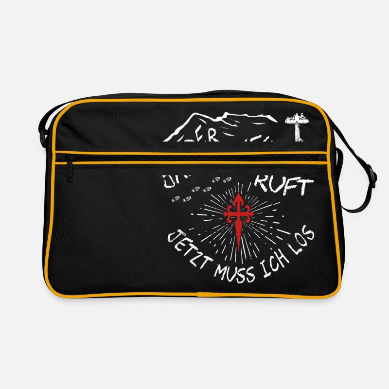 Der jakobsweg ruft Santiago Pilger Jakob - Retro Tasche - Schwarz/Gold