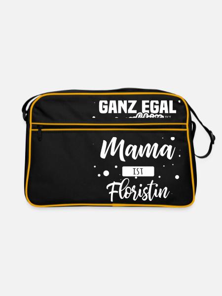 Meine Mama ist Floristin - Retro Tasche - Schwarz/Gold - Vorne