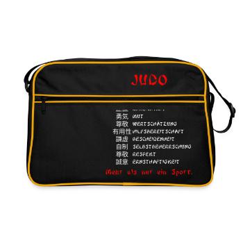 Judo "MehrAlsNurEinSport hell - Retro Tasche - Schwarz/Gold - Vorne