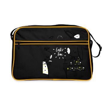 Two bunnies - Retro Bag - black/gold - Front