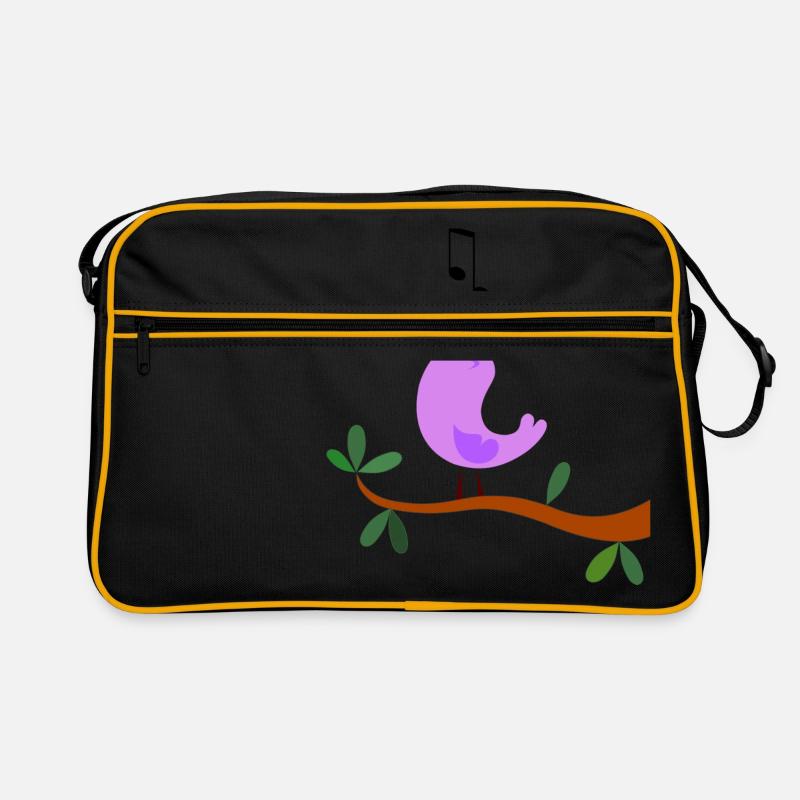 Singvogel - süßer Vogel - Retro Tasche - Schwarz/Gold