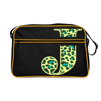 Lettre J initiale lettre initiales Léopard Léo - Sac Retro - noir/or - Devant