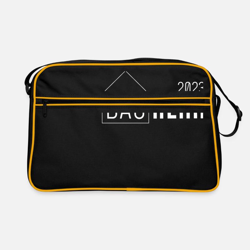Bauherr 2023 // mit Haus // hell - Retro Tasche - Schwarz/Gold