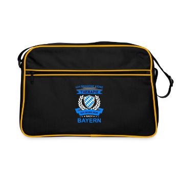 Bayern Flagge Bundesland Bayrisch Spruch Wappen - Retro Tasche - Schwarz/Gold - Vorne