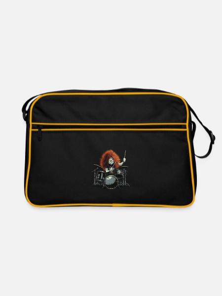 Drummer Crazy - Retro Tasche - Schwarz/Gold - Vorne