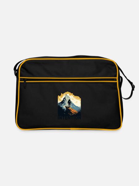Mountain Intention - Retro Tasche - Schwarz/Gold - Vorne
