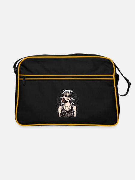 Frau - Retro Tasche - Schwarz/Gold - Vorne