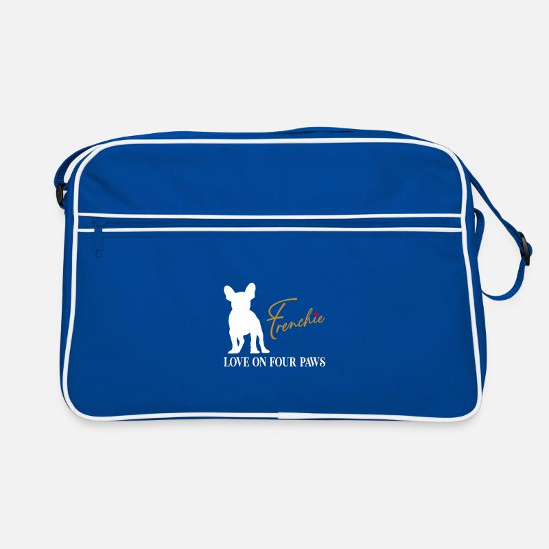 Frenchie Liebe auf vier Pfoten Retro Tasche