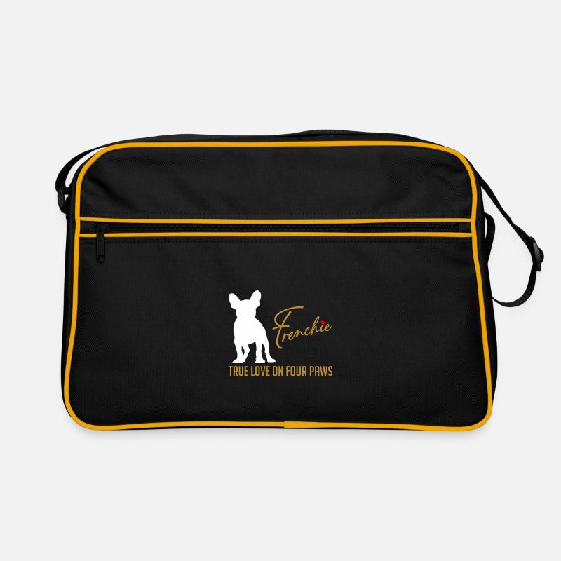 Frenchie Liebe auf vier Pfoten Retro Tasche