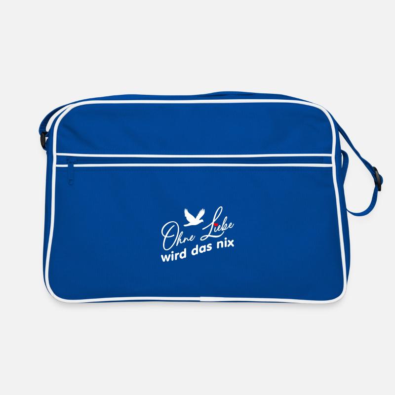 Ohne Liebe wird das nichts Friedenstaube und Herz Retro Tasche