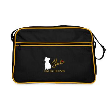Yorkshire Terrier Yorkie Love on Four Paws - Retro Bag - black/gold - Front