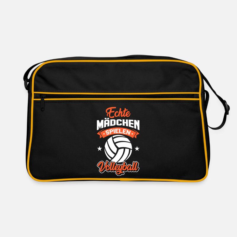 Beachvolleyball Frauen Mädchen Spruch - Retro Tasche - Schwarz/Gold