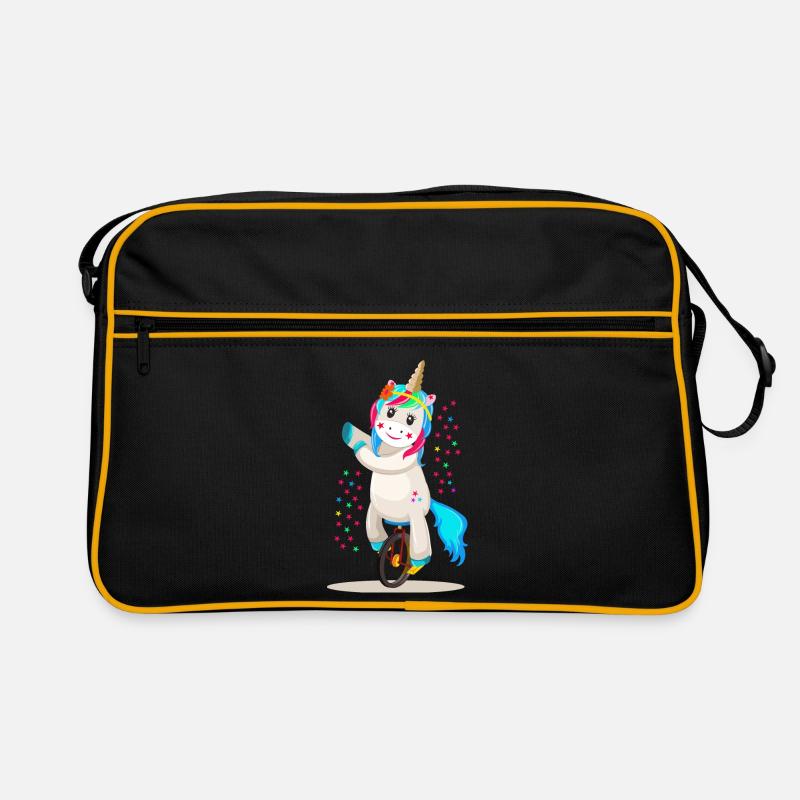 Einhorn Unicorn auf einem Einrad Retro Tasche