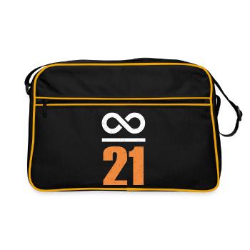 Unendlich durch 21 Millionen Bitcoin Grunge - Retro Tasche - Schwarz/Gold - Vorne