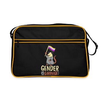 Gender Is Garbage Pride Opossum Design - Retro Bag - black/gold - Front
