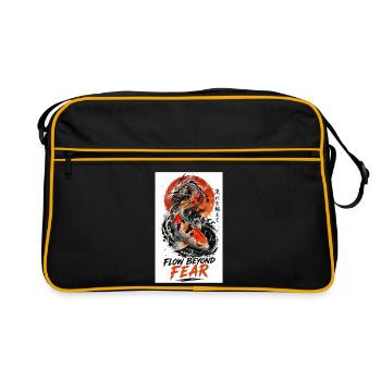 Koi-Drache Flow Beyond Fear - Retro Tasche - Schwarz/Gold - Vorne