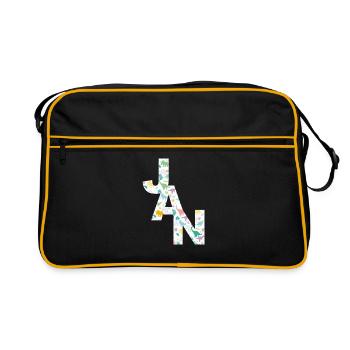 JAN - Beau prénom de garçon avec dinosaure - Sac Retro - noir/or - Devant