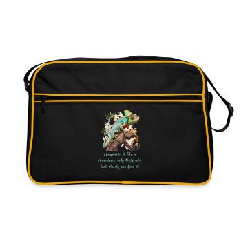 Chameleon-Happiness is like a chameleon, ... Narrow - Retro Bag - black/gold - Front