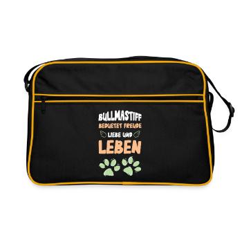 Bullmastiff means joy and life - Retro Bag - black/gold - Front