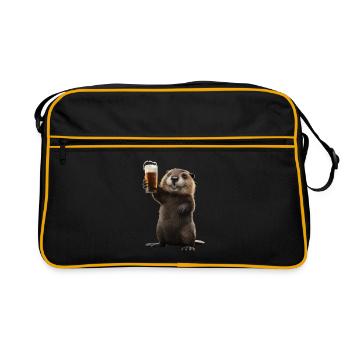 Biber Bier - Retro Tasche - Schwarz/Gold - Vorne