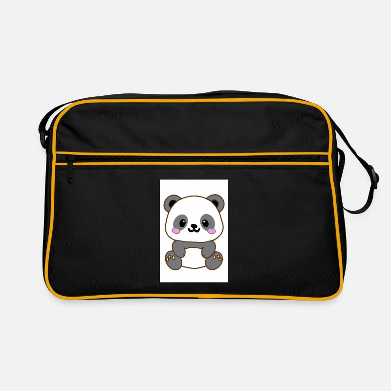 Panda kawaï  - Sac Retro - noir/or