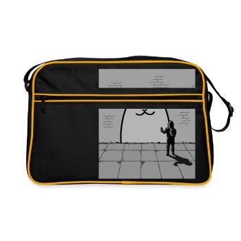 Schläfrige Katze - Retro Tasche - Schwarz/Gold - Vorne