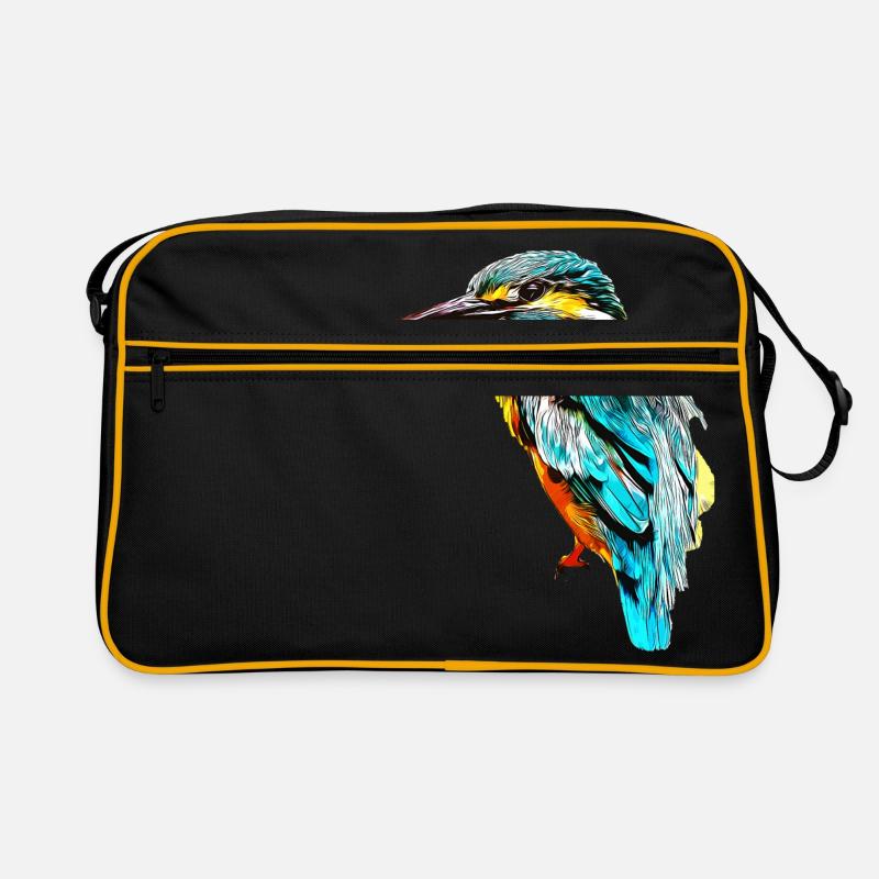 gxp oiseau de glace kingfisher vector art - Sac Retro - noir/or