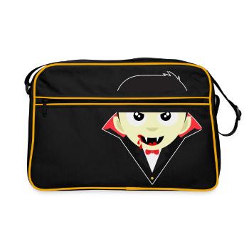 Little Dracula - Halloween Vampir Fledermaus Geist - Retro Tasche - Schwarz/Gold - Vorne