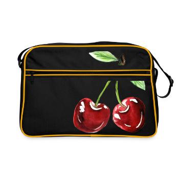 Kirsche - Retro Tasche - Schwarz/Gold - Vorne