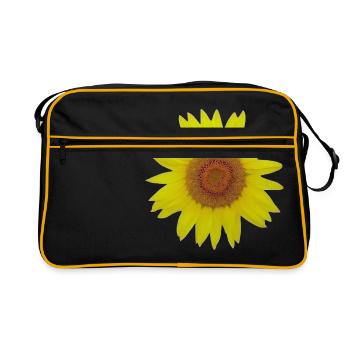 Sonnenblume - Retro Tasche - Schwarz/Gold - Vorne