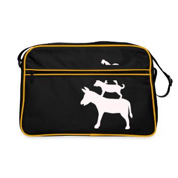 Bremen Town Musicians fairy tale Brothers Grimm - Retro Bag - black/gold - Front