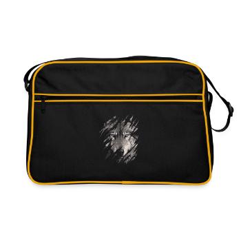Wolf Scratch Marks Claws Wild Wolves Wilderness Howl - Retro Bag - black/gold - Front