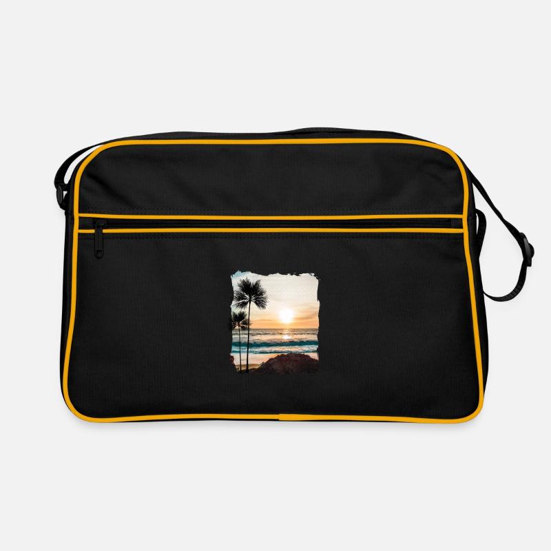 Sunset with palm trees Retro Bag