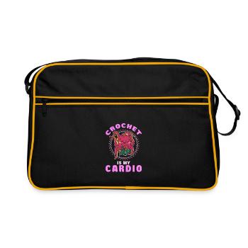 Knitting Knitter Crochet Wool Yarn Crochet Hook - Retro Bag - black/gold - Front