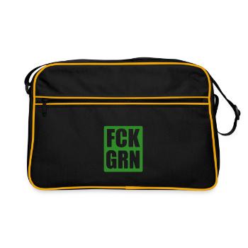 FCK GRN - Grüne nein Danke - Retro Tasche - Schwarz/Gold - Vorne