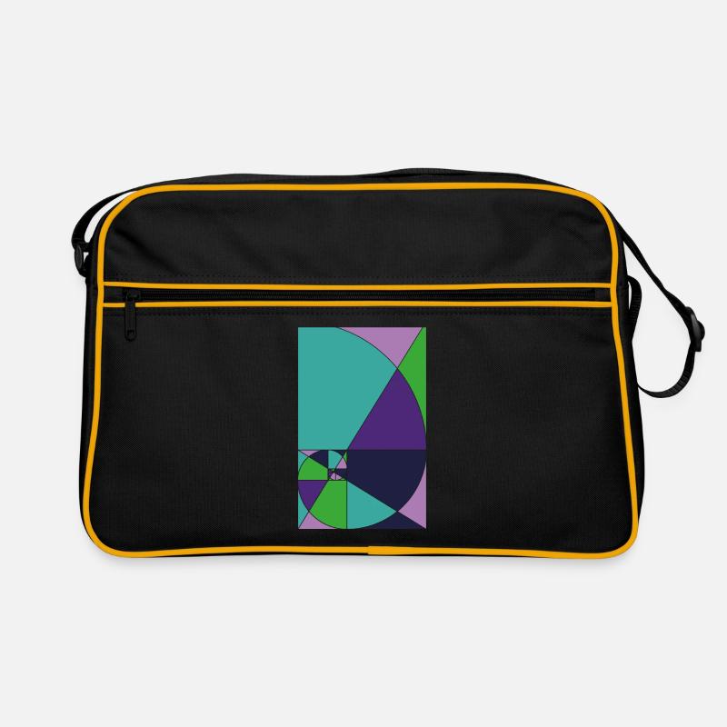 Spiral Geometry Gift Fibonacci Follow Math - Retro Bag - black/gold