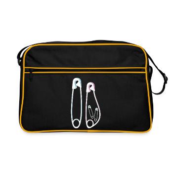 Ankündigung Zwillinge Geburt Sohn  & Tochter - Retro Tasche - Schwarz/Gold - Vorne
