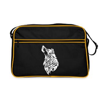 Tatouage tribal de loup - Sac Retro - noir/or - Devant