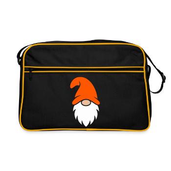 Orange Hat Christmas Gnome - Retro Bag - black/gold - Front