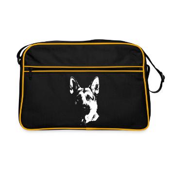 German Shepherd T-shirt – loyal dog protector - Retro Bag - black/gold - Front