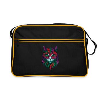 symmetrical cat | symetrical cat - Retro Bag - black/gold - Front