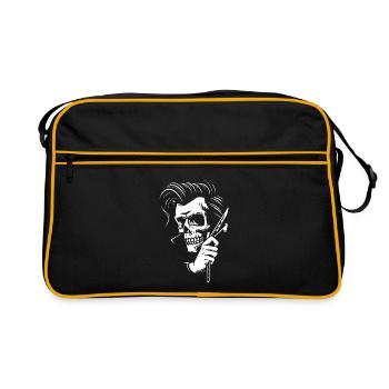Rockabilly - Psychobilly 50s Hipster Skull - Retro Tasche - Schwarz/Gold - Vorne