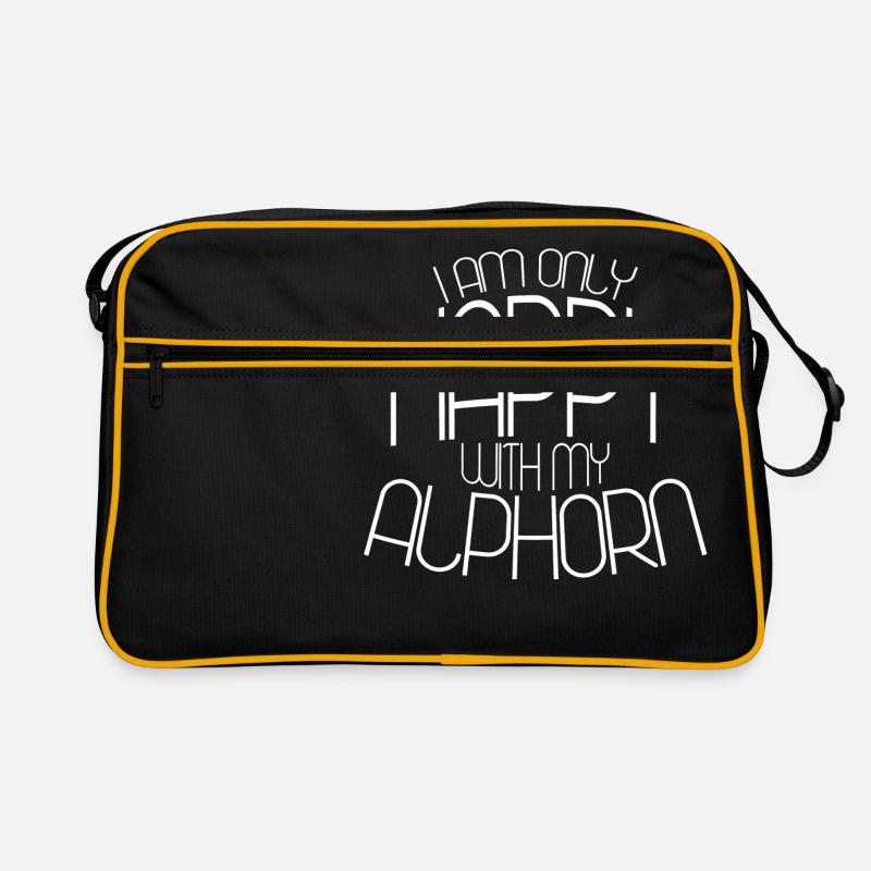 ALPHORN GLÜCKLICH - Retro Tasche - Schwarz/Gold